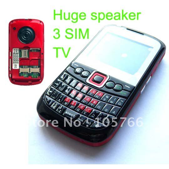 3 SIM Big Speakers Qwerty Keypad TV Quad Band Unlocked Mobile Phone