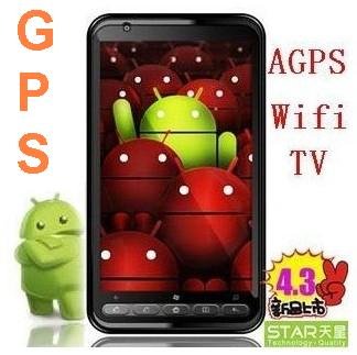 New Arrival TV WIFI GPS Android Phone Unlock 4.3 Inch Large Screen Dual SIM Facebook Skype Google Smartphone Free Shipping A2000