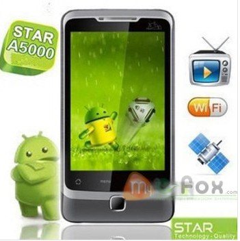 Android 2.2 A5000 Dual Sim WiFi Analog DVB-T TV GPS FM myefox Unlocked Quadband G-Sensor Smart Phone MHA5000