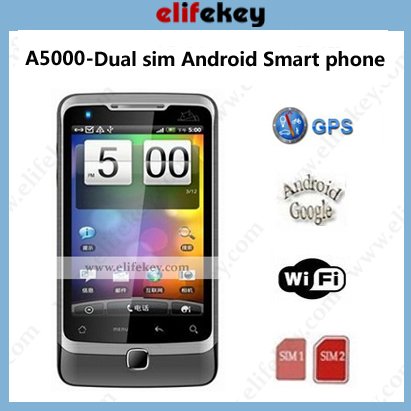 Free shipping A5000 android2.2 capacitive screen smart phone