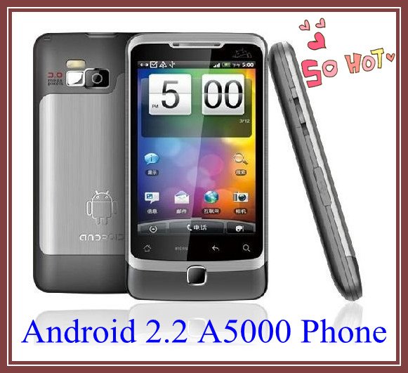 Android phones A5000 Mobile Phone Android 2.2 GPS WIFI JAVA TV Dual Sim Dual Standby (3.5 Inch Touch Screen)