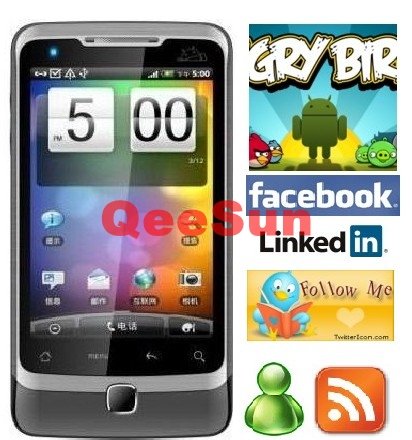 New Android Phone 2011 Facebook Skype Twitter Long Standby Dual SIM Dual Standby WIFI GPS Email Google Maps Free shipping A5000