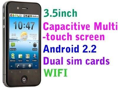FreeshippIing 3.5inch Capacitive Multi-touch screen+Android 2.2OS+dual sim cards+wifi+TV phones, H2000 Android 2.2 smart phones
