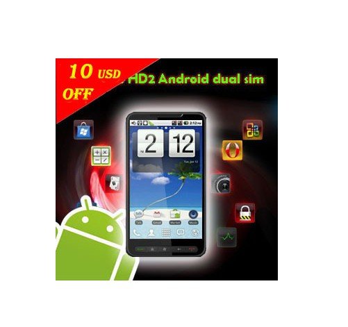 4.3 inch 8GB HD2 t8585 Android 2.2 OS quan-band dual sim cards 3D wifi TV smart cell phone
