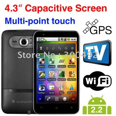 Android phones unlocked phone A1000 4.3 inch Android 2.2 Capacitive Screen Multi-point touch WiFi TV GPS Phone