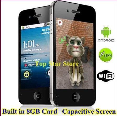 2011 4G capacitive screen building in 8gb android 2.2 os cell mobile phone A68,free dhl shipping