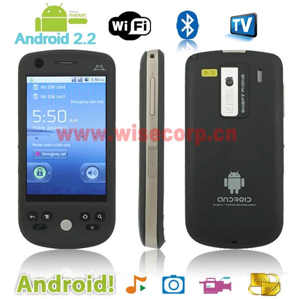 Free shipping 3"capacitive touchscreen Google Android 2.2 WiFi TV Dual Sim Mobile Phone Cellphone Android 007 ( Drop Shipping)