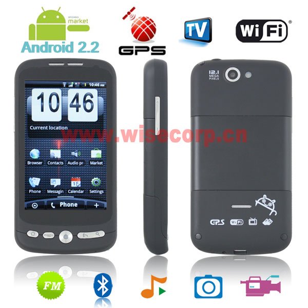 Drop Ship Free Ship FG8 3.2" Touch Screen Google Android 2.2 GPS WIFI Analog TV Dual Sim Card Quad Band Mobile Phone Black