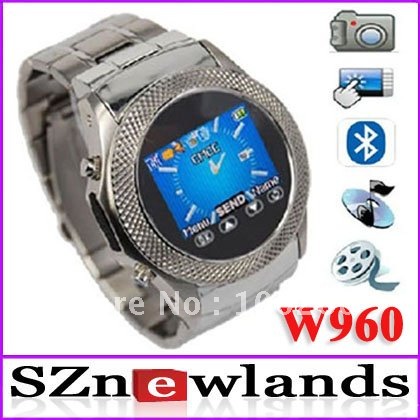 Metal Quad Band Touch Screen FM Camera Wrist Watch Cell Phone
