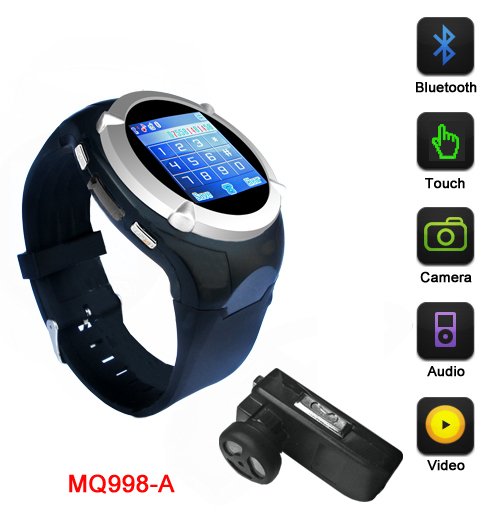 MQ998 Quad Bands Bluetooth MP3 MP4 1.5 Inch Touch Screen Watch Phone