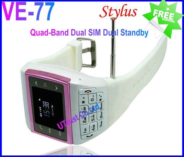 Quad Band Music Dual Sim Standby with 2.0MP Camera Bluetooth Watch Cell Phones
