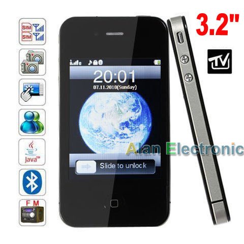 Dual Sim Cards Dual Standby 3.2 Inch Touch Screen I68 I9 4G 4th TV JAVA Bluetooth QWERTY Cell Phone