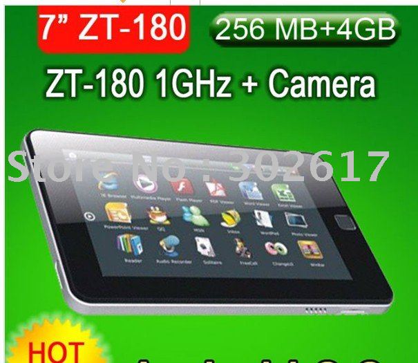 7" ZT180 Android 2.2 1GHz 4GB Camera 256MB UMPC