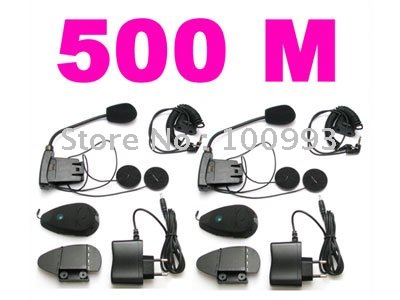 2 x bluetooth intercom headset for helmet 500m with FM Radio
