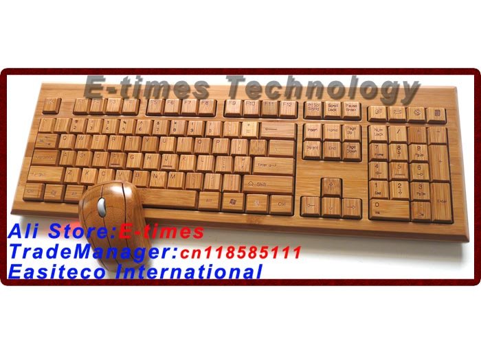 Wireless Bamboo USB Keyboard Mouse