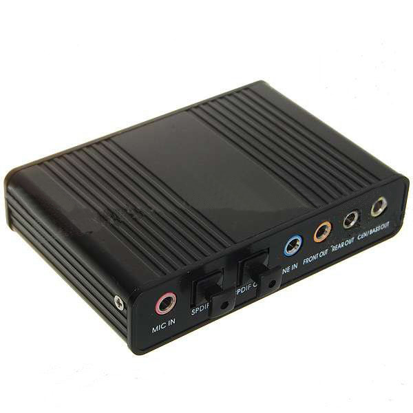 Black External 5.1 Channel USB 2.0 Sound Card Optical Audio Adapter