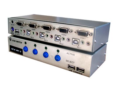 Automatic Four Port USB Keyboard Mouse Display KVM Switching