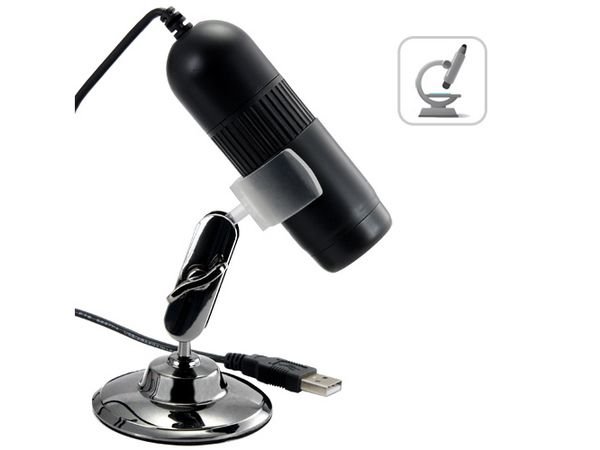 Black 10X to 200X Magnification USB Digital Microscope With 1.3 Megapixel Color Sensor