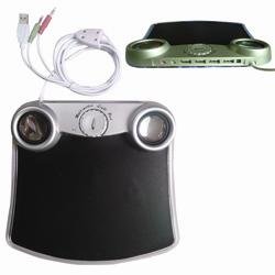 Black + White Computer Mouse Pad with HUB + Speaker