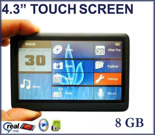 4.3 " Touch Screen 800 x 480 Wide Screen USB2.0 MP4 Players