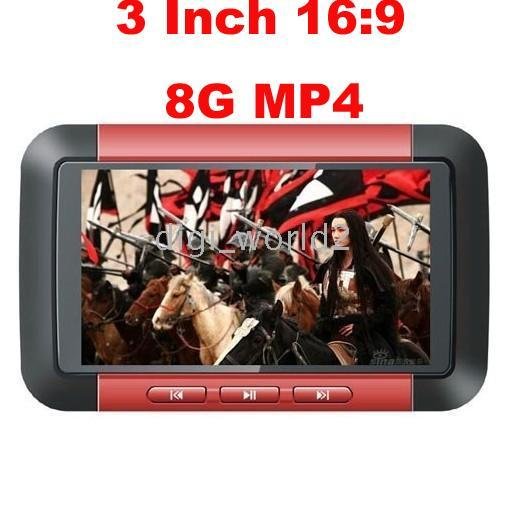 3 Inch Touch Screen Red & Black With Buttons MP4 Players