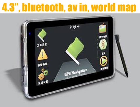 4.3Inch Touch Screen Black 480×272 Resolution Car GPS Support Bluetooth