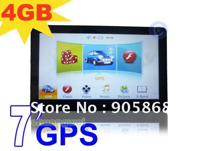 7 Inch 4GB Memory 128M RAM Sirf Atlas V Latest Maps Auto GPS Navigation