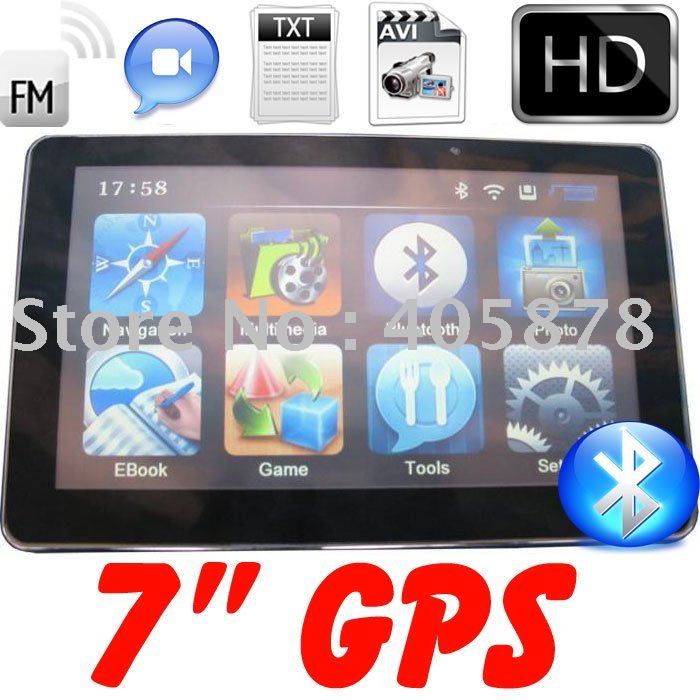 7 Inch Car GPS Navigation with DDR 128 MB Bluetooth FM MTK Solution