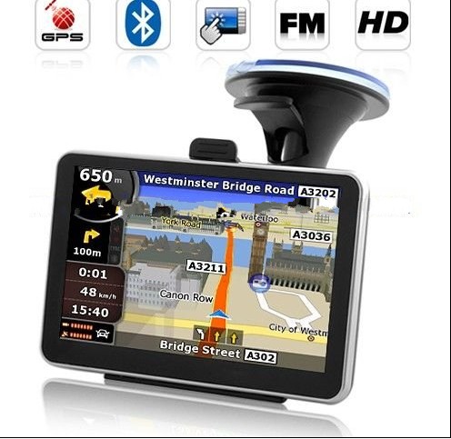5 Inch Car GPS Navigation with Bluetooth FM MP3 MP4 AV- in Load 3D Map