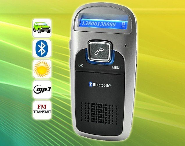 Handsfree Solar Powered FM Transmitter Bluetooth Car Kit