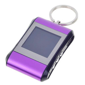 Purple 107-Picture Memory Storage 1.5" LCD Rechargeable Digital USB Photo Frame Keychain