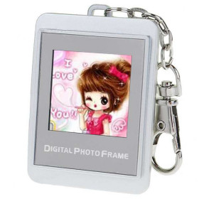 8M Memory for 140 Photos Silver 1.5" LCD Rechargeable Digital USB Photo Frame Keychain