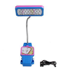900mAh Clip-On Rechargeable Purple Clock Desk Lamp