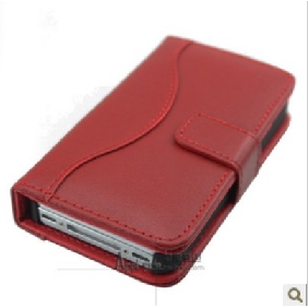 Red Real Leather Foldable Super Soft Cell Phone Bags & Cases