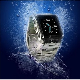 Black Stainless Steel Waterproof Watch Cell Phones