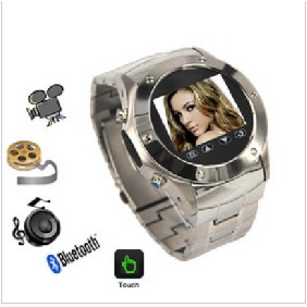 Silver With Camera Stainless Steel Watch Cell Phones