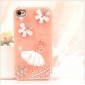 Pink Dancing Girl With Shiny Diamond Cell Phone Bags & Cases